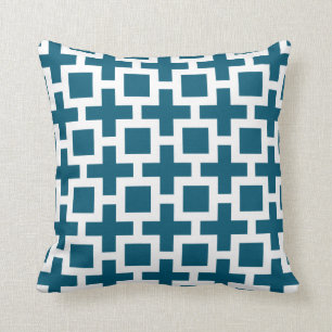 Gitter-Muster-Pfau-Blau-Wurfs-Kissen Kissen