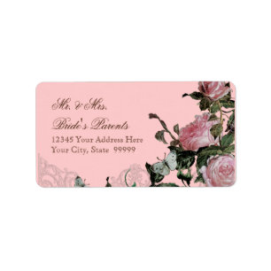Gitter-Rosen-Vintager rosa Adressaufkleber