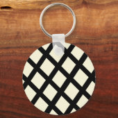 Gitter-Schlüsselanhänger (Creme und Schwarz) Schlüsselanhänger (Vorderseite)