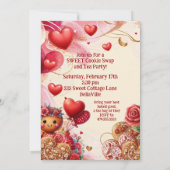 Gitter & Spitzen Valentine Gingerbret Party Einladung (Rückseite)