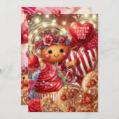 Gitter & Spitzen Valentine Gingerbret Party Einladung (Vorne/Hinten)