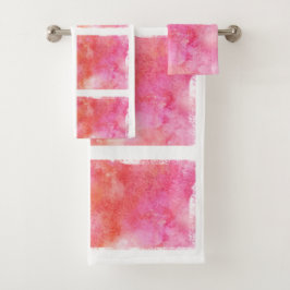 Gitter-und Marmor-Effekt-Rosa und Orange Badhandtuch Set