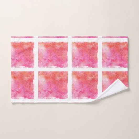 Gitter-und Marmor-Effekt-Rosa und Orange Badhandtuch Set (Handtuch)