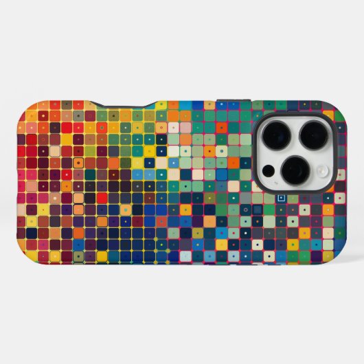 Gitter von kleinen bunten Quadraten mit Punkten iPhone Hülle (Rückseite (Horizontal))