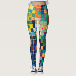 Gitter von kleinen bunten Quadraten mit Punkten Leggings