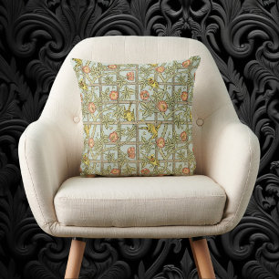 Gitter von William Morris, Vintage-Gartenstoff Kissen