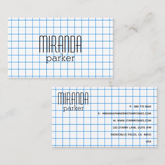 Gitter-Zeichenpapiers- mit Visitenkarte (Vorne/Hinten)