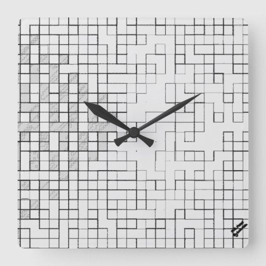 Gittergesperrte quadratische Wanduhr (Vorderseite)