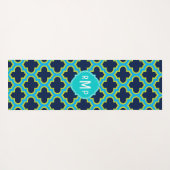 Gittermuster in Türkisblau Yogamatte (Rückseite (Horizontal))