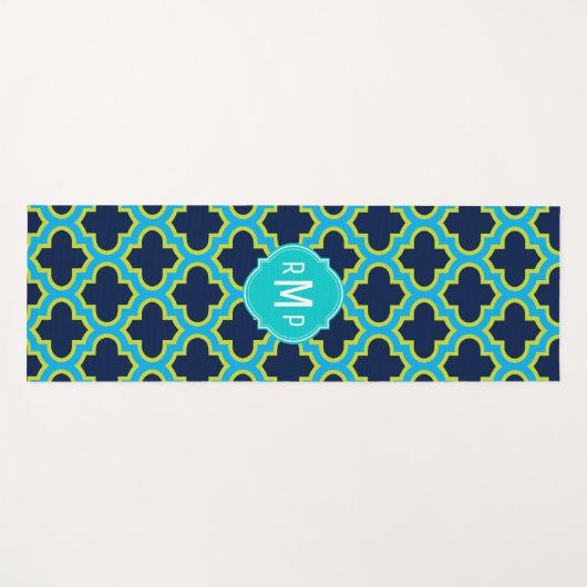 Gittermuster in Türkisblau Yogamatte (Vorderseite (Horizontal))