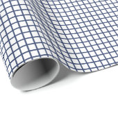 Gittermuster Navy Blau - Weiß Geschenkpapier (Rolleneckpunkt)