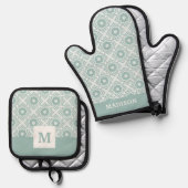 Gittermuster Ofenhandschuh & Topflappen-Set (Vorderseite/Rückseite)