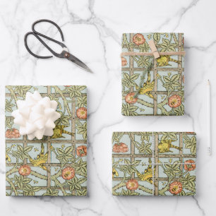 Gitterwerk von William Morris, Vintage-Gartentexti Geschenkpapier Set