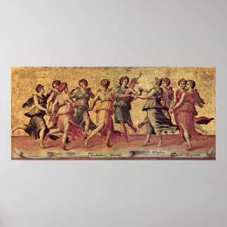 Giulio Romano - Tanz Apollo mit den Musen Poster