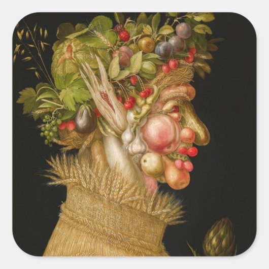Giuseppe Arcimboldo - Sommer Quadratischer Aufkleber (Vorderseite)