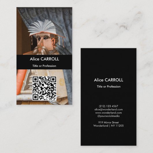 Giuseppe Arcimboldo - The Librarian - QR-Code Visitenkarte (Vorne/Hinten)