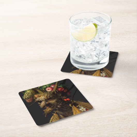 Giuseppe Arcimboldo - Vier Jahreszeiten in einem K Rechteckiger Pappuntersetzer (Vor Ort)