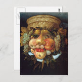 Giuseppe Arcimboldos reversibler Kopf mit Korb Postkarte (Vorne/Hinten)