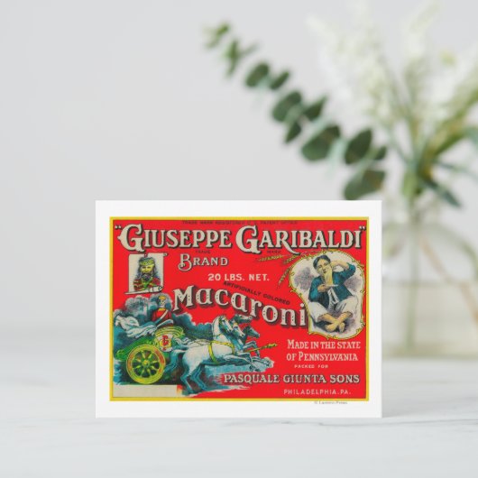 Giuseppe Garibaldi Macaroni Label Postkarte (Stehend Vorderseite)