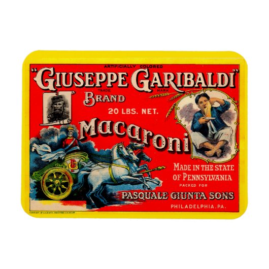 Giuseppe Garibaldi Makaroni-Etikett der 1920er Jah Magnet (Horizontal)