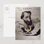 Giuseppe Verdi , Karikatur, 1860er Postkarte (Vorne/Hinten)
