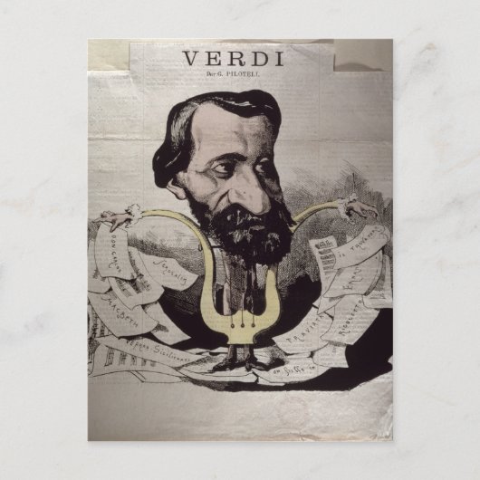 Giuseppe Verdi , Karikatur, 1860er Postkarte (Vorderseite)