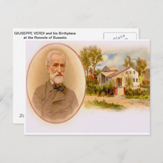 GIUSEPPE VERDI & SEIN GEBURTSPRUNG AM RONCOLE POSTKARTE (Vorne/Hinten)