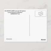 GIUSEPPE VERDI & SEIN GEBURTSPRUNG AM RONCOLE POSTKARTE (Rückseite)