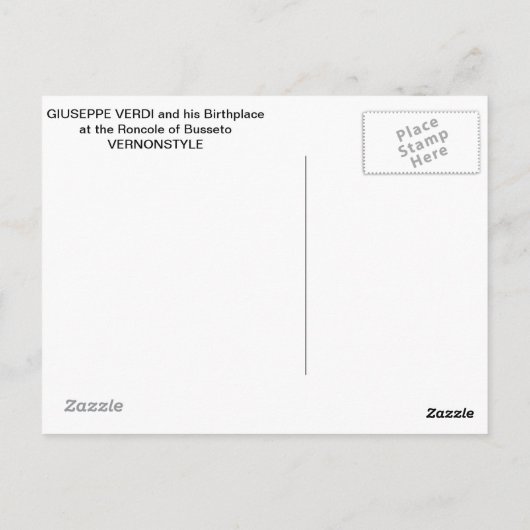 GIUSEPPE VERDI & SEIN GEBURTSPRUNG AM RONCOLE POSTKARTE (Rückseite)