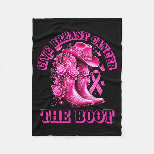 Give Breast Cancer The Boot Cowgirl Nk Ribbon West Fleecedecke (Vorderseite)