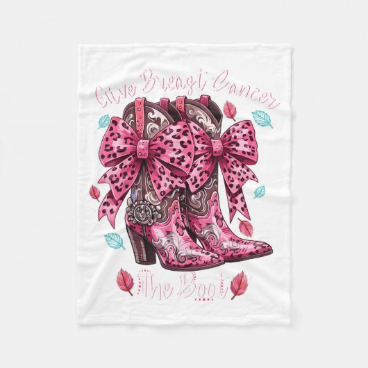 Give Breast Cancer The Boot Nk Cowgirl Western Tee Fleecedecke (Vorderseite)