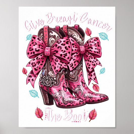 Give Breast Cancer The Boot Nk Cowgirl Western Tee Poster (Vorne)