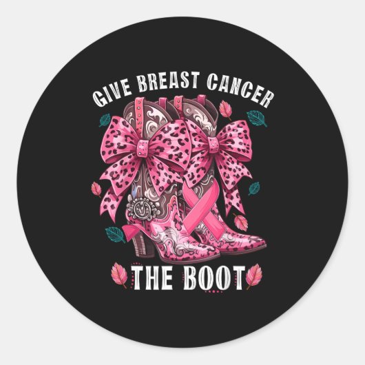 Give Breast Cancer The Boot Nk Cowgirl Western Tee Runder Aufkleber (Vorderseite)