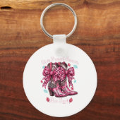 Give Breast Cancer The Boot Nk Cowgirl Western Tee Schlüsselanhänger (Vorderseite)