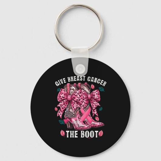 Give Breast Cancer The Boot Nk Cowgirl Western Tee Schlüsselanhänger (Vorderseite)