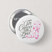 Give Breast Cancer The Boot Pink Ribbon Awareness Button (Vorne & Hinten)