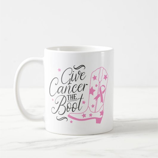 Give Breast Cancer The Boot Pink Ribbon Awareness Kaffeetasse (Links)