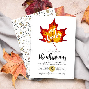 "Give dank" Moderner Erntedank für Herbstleaf Einladung