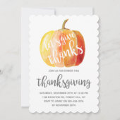 "Give Danke" Watercolor Pumpkin Erntedank Einladung (Vorderseite)
