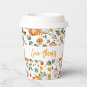GIVE DANKS Herbst Pumpkins & Blätter Urlaub Pappbecher (Rückseite)