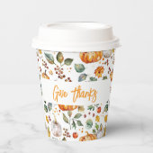 GIVE DANKS Herbst Pumpkins & Blätter Urlaub Pappbecher (Vorderseite)