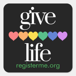 Give Life Organ Donor Registrierungssticker Quadratischer Aufkleber