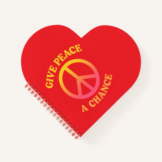 'Give Peace a Chance' Heart-shaped Spiral Notebook Notizblock (Vorderseite)