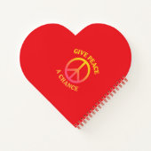 'Give Peace a Chance' Heart-shaped Spiral Notebook Notizblock (Rückseite)