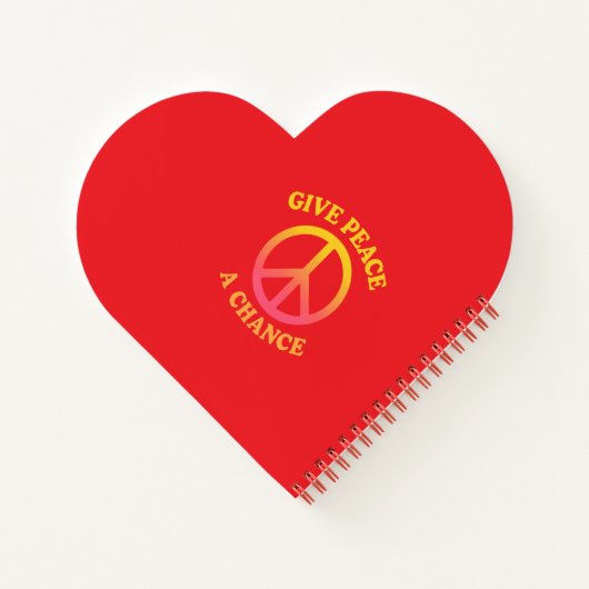 'Give Peace a Chance' Heart-shaped Spiral Notebook Notizblock (Rückseite)