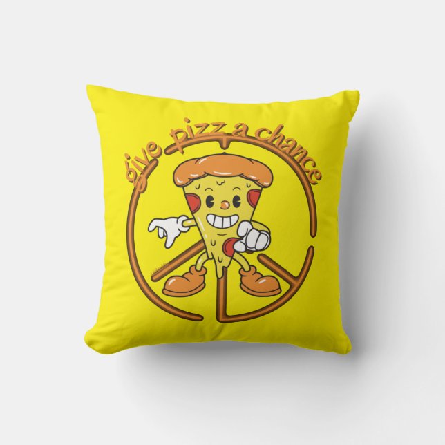 GIVE PIZZA A CHANCE funny pizza pun gift idea      Kissen (Vorderseite)