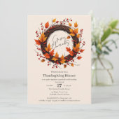 Give Thanks Autumn Wreath Thanksgiving Invitation  Save The Date (Stehend Vorderseite)