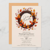 Give Thanks Autumn Wreath Thanksgiving Invitation  Save The Date (Vorne/Hinten)