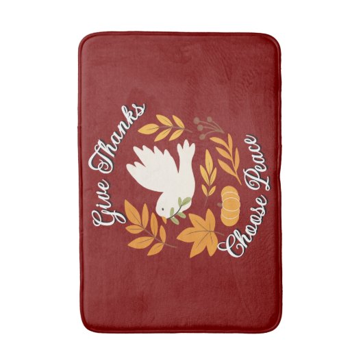 'Give Thanks, Choose Peace' Bath Mat Badematte (Vorderseite Vertikal)