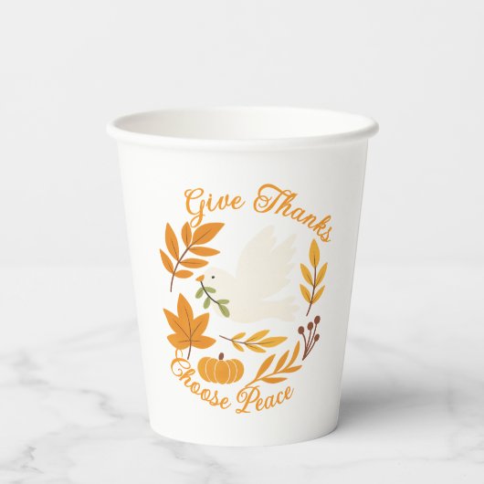 'Give Thanks, Choose Peace' Paper cup Pappbecher (Rückseite)